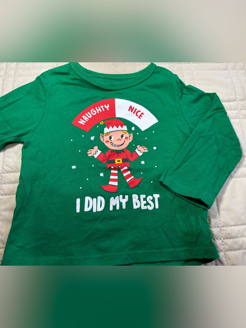 Children’s Place 12-18M Holiday Elf 'I Did My Best' Graphic Tee